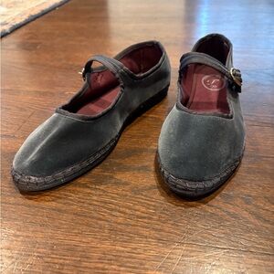 Indigo Velvet Mary Jane Flats